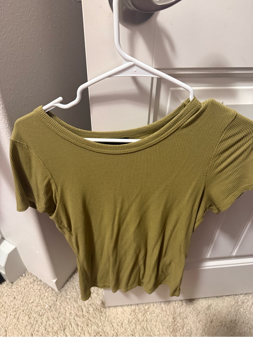 Halogen Olive Green Ribbed Short Sleeve Tee